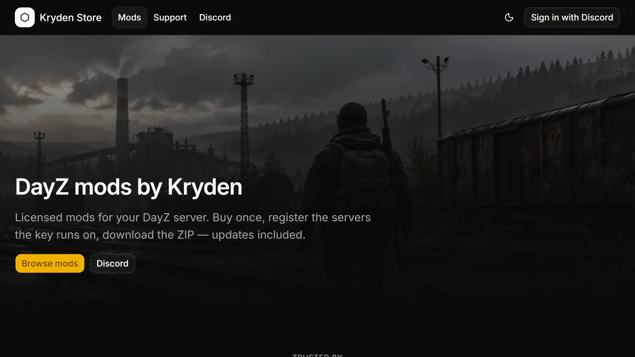 The Kryden Store home page